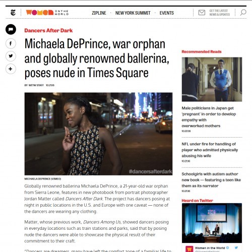 Michaela DePrince, war orphan and globally renowned ballerina, poses nude in Times Square